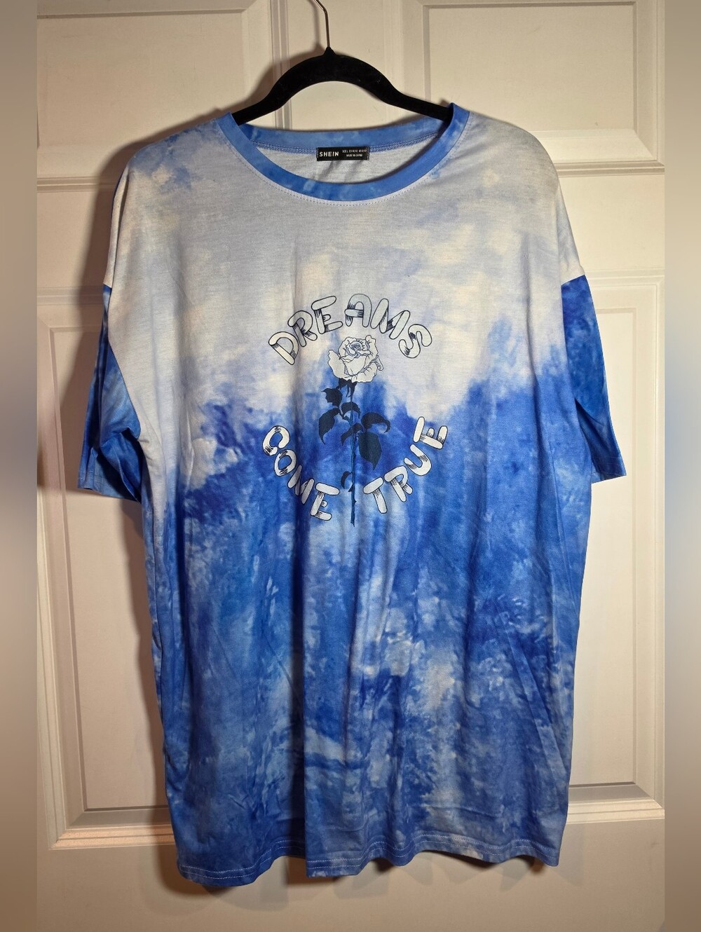 Shein Blue Tie-Dye Oversized Graphic Tee - Dreams Come True L